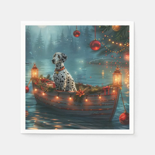 Serviette En Papier Voyage festif de Noël dalmate (Devant)