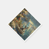 Serviette En Papier Voyage festif de Noël de Boston Terrier (Coin)