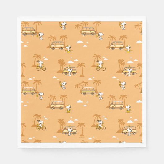 Serviette En Papier Voyage sur route | Peanuts Snoopy Beach Motif (Devant)