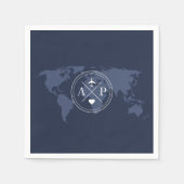 Serviette En Papier Voyage Thématique Destination Mariage Marine Bleu (Devant)