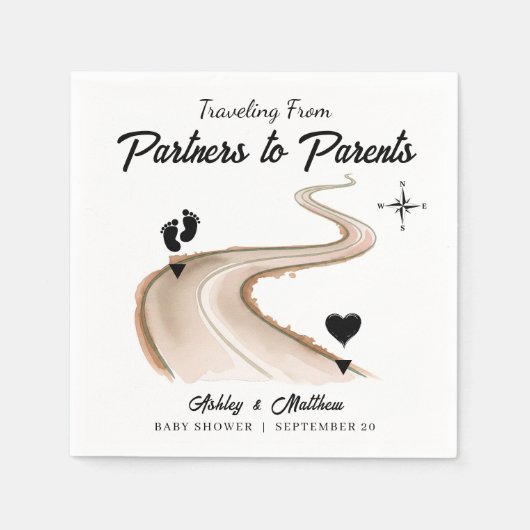 Serviette En Papier Voyager de Partenaires au Baby shower Parents (Devant)