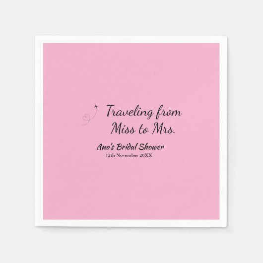 Serviette En Papier Voyager douche nuptiale ajouter nom date de manque (Devant)