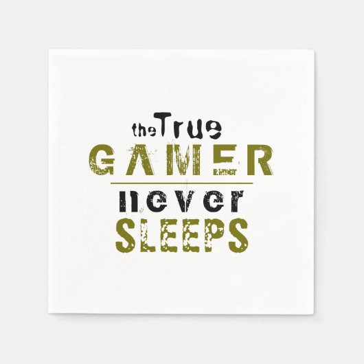 Serviette En Papier Vrai Gamer ne dort jamais Typographie Gamer (Devant)