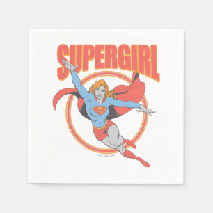 Serviette En Papier Vrai Vintage Supergirl Flying Graphic