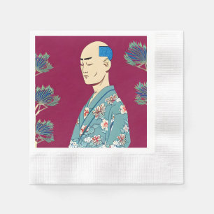 Serviette En Papier Vraiment Cool Retro Japonais Design Purple Napkins