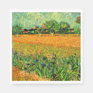 Serviette En Papier Vue d'Arles avec iris au premier plan,
