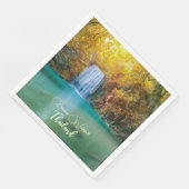 Serviette En Papier Vue d'automne de la cascade d'Erawan Thaïlande (Coin)