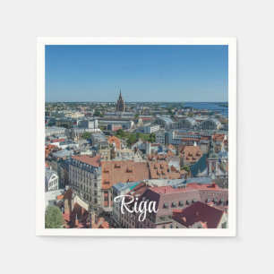 Serviette En Papier Vue de la vieille ville de Riga d'en haut