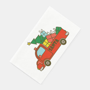 Serviette En Papier Vue latérale du camion père Noël Joyeux Noël