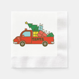 Serviette En Papier Vue latérale du camion père Noël Joyeux Noël