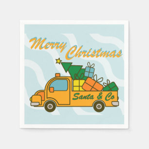 Serviette En Papier Vue latérale du camion père Noël Joyeux Noël