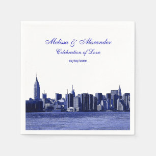 Serviette En Papier Vue panoramique de la ville de New York en bleu gr