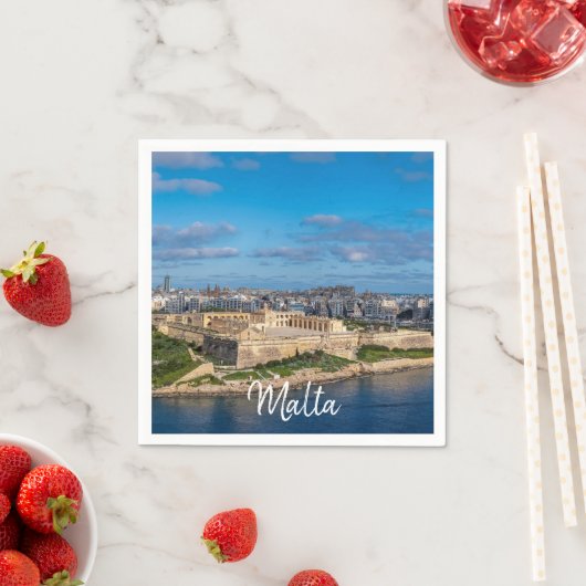 Serviette En Papier Vue panoramique de Sliema à Malte (En situation)