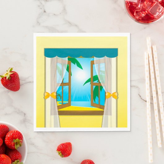 Serviette En Papier Vue sur la plage d'été