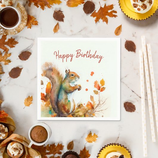 Serviette En Papier Vues automne / Automne Écureuil - Fête d'anniversa