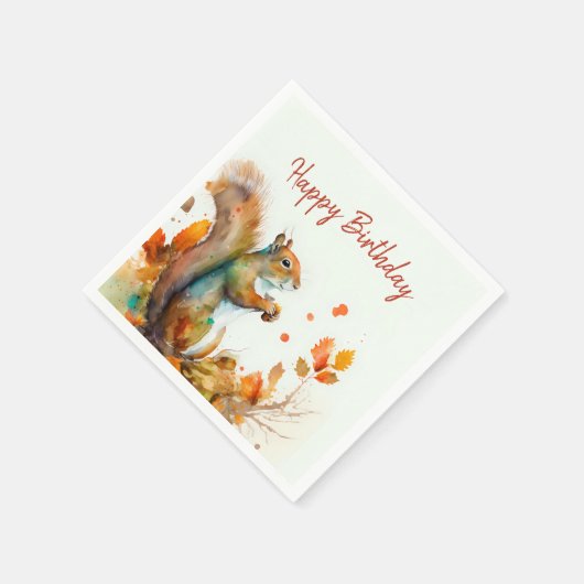 Serviette En Papier Vues automne / Automne Écureuil - Fête d'anniversa (Coin)