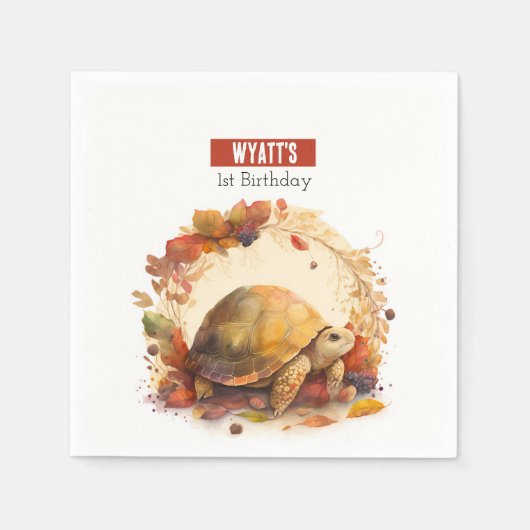 Serviette En Papier Vues automne / automne Tortoise - fête d'anniversa (Devant)