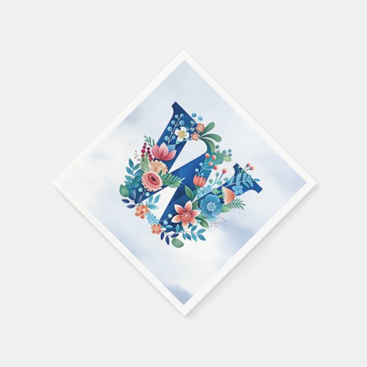Serviette En Papier "'W' ornate blue monogram" (Coin)
