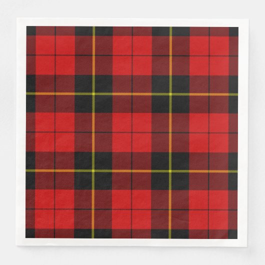 Serviette En Papier Wallace tartan rouge noir plaid (Devant)