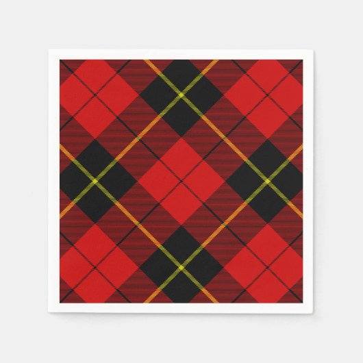 Serviette En Papier Wallace tartan rouge noir plaid (Devant)
