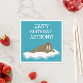 Serviette En Papier Walrus sur une Iceberg Custom Birday Party (En situation)