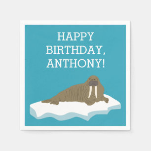 Serviette En Papier Walrus sur une Iceberg Custom Birday Party