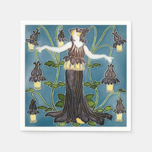 Serviette En Papier Walter Crane Columbine Art Nouveau Fleur Violette