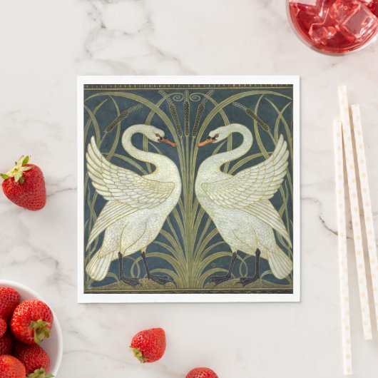 Serviette En Papier Walter Crane Swan & Rush and Iris Victorian (En situation)