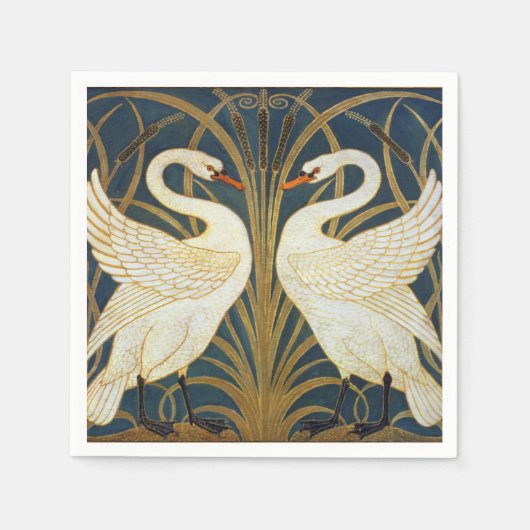 Serviette En Papier Walter Crane - Swan, Rush Et Iris Art Nouveau (Devant)