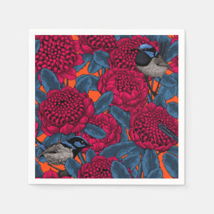 Serviette En Papier Waratah rouge et brunes