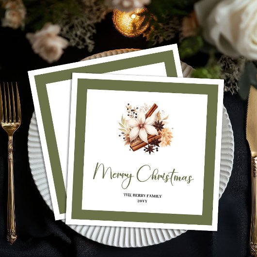 Serviette En Papier Warm Earth Tone Christmas Tree Personalized Napkin