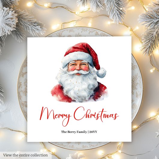 Serviette En Papier Warmish Santa Claus Cozy Red Green Holiday Napkin