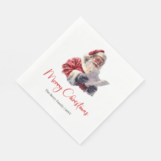 Serviette En Papier Warmish Santa Claus Trendy Modern Holiday Napkins (Coin)
