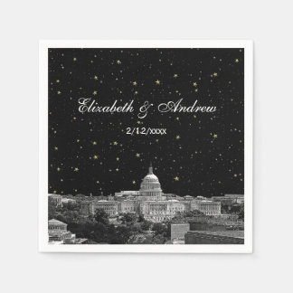 Serviette En Papier Washington DC Skyline Gravée Mariage étoilé