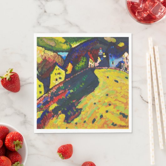 Serviette En Papier Wassily Kandinsky. Maisons à Murnau. Expressionnis (En situation)