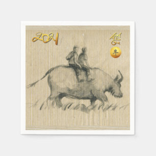 Serviette En Papier Water Buffalo Children Chinese Ox Année 2021 PN