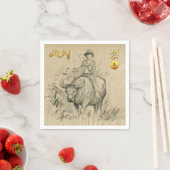 Serviette En Papier Water Buffalo Kid Chinese Ox Année 2021 PN (En situation)