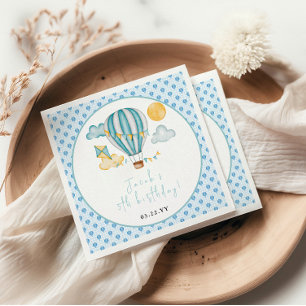 Serviette En Papier Watercolo Hot Air Balloon Kid 5e fête d'anniversai