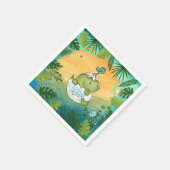 Serviette En Papier Watercolor Aqua Green Dinosaur Party  (Coin)