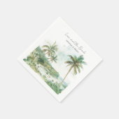Serviette En Papier Watercolor Beach Destination Mariage (Coin)
