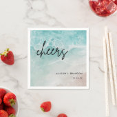 Serviette En Papier Watercolor Beach Mariage personnalisé (En situation)