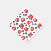 Serviette En Papier Watercolor Berries Motif Fraise Summer Party (Coin)
