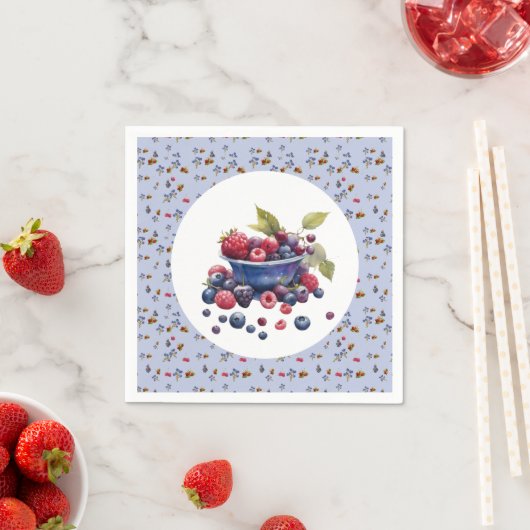 Serviette En Papier Watercolor Berry Sweet Blueberries Baby Shower (En situation)