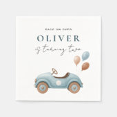 Serviette En Papier Watercolor Blue Car Anniversaire | Enfants (Devant)