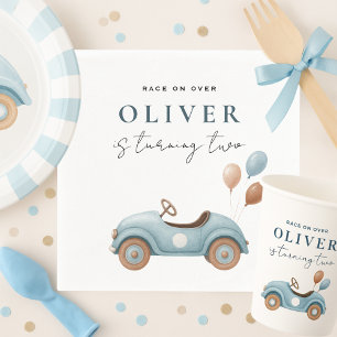 Serviette En Papier Watercolor Blue Car Anniversaire   Enfants