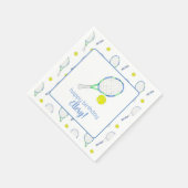 Serviette En Papier Watercolor Blue et Green Tennis (Coin)