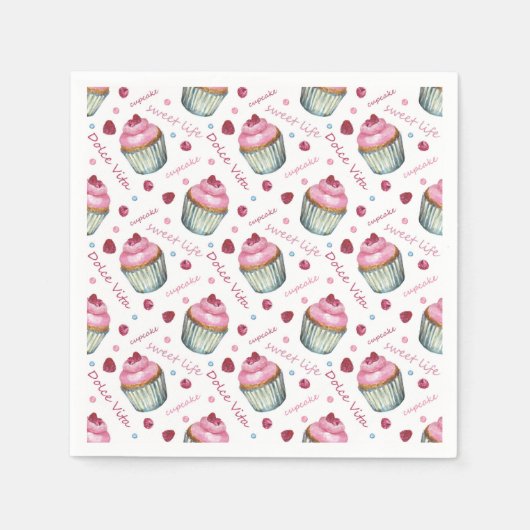 Serviette En Papier Watercolor cupcakes (Devant)
