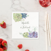 Serviette En Papier Watercolor Desert Cactus Succulents Mariage (En situation)