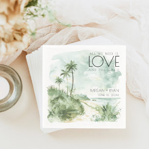 Serviette En Papier Watercolor Destination Beach Wedding