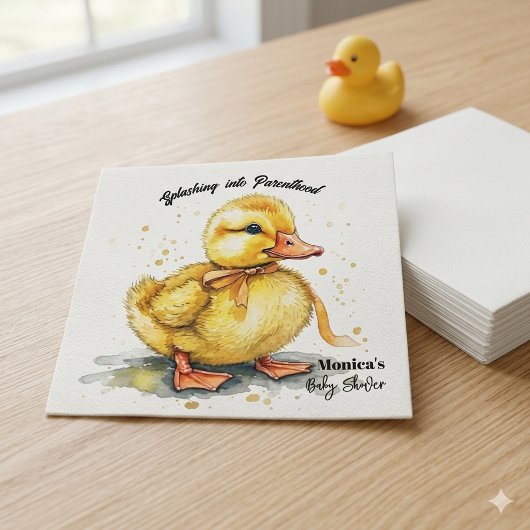 Serviette En Papier Watercolor Duckling Splash Gender Neutral